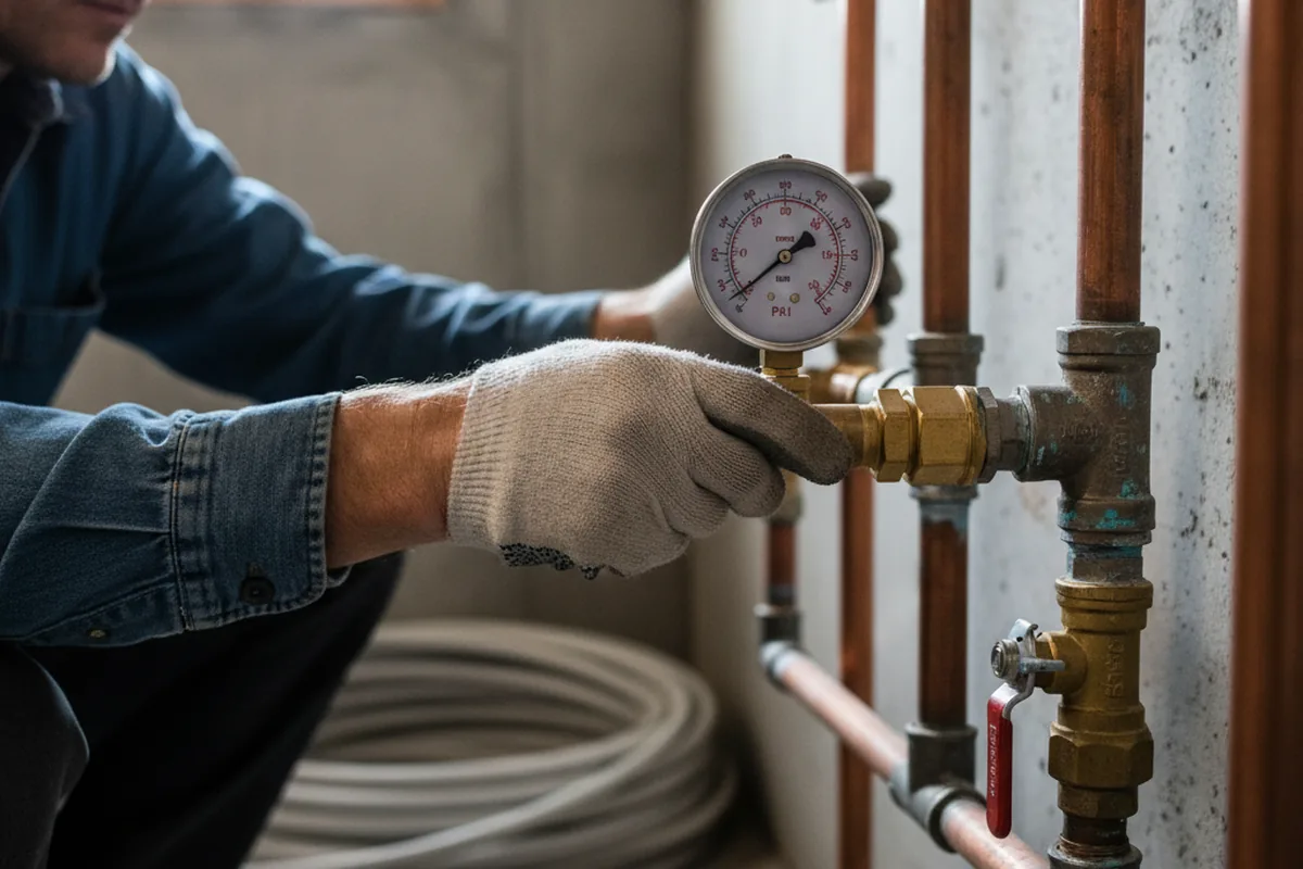 Pressure testing a repaired line during Water Line Repair in Parlin